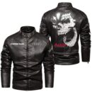 Custom Name Audi Skull Leather Jacket - Personalized Logo Car Motorcycle Model