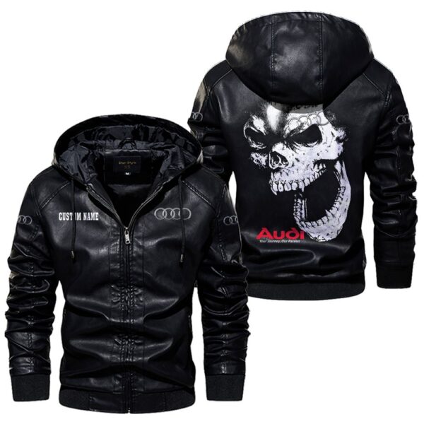 Custom Name Audi Skull Leather Jacket - Personalized Logo Car Motorcycle Model - Image 5