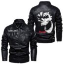 Custom Name Audi Skull Leather Jacket - Personalized Logo Car Motorcycle Model