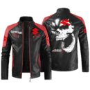 Custom Name Suzuki Hayabusa Contrast Leather Jacket - Personalized Logo Car Motorcycle Model
