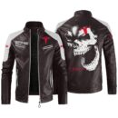Custom Name Tesla Motors Contrast Leather Jacket - Personalized Logo Car Motorcycle Model