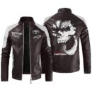 Custom Name Toyota Land Cruiser Contrast Leather Jacket - Personalized Logo Car Motorcycle Model