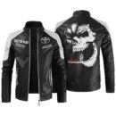 Custom Name Toyota Tundra Contrast Leather Jacket - Personalized Logo Car Motorcycle Model