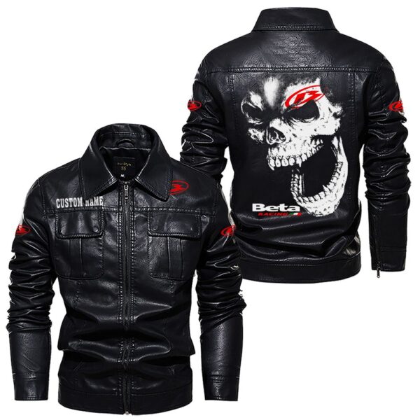 Custom Name Beta Skull Leather Jacket - Personalized Logo Car Motorcycle Model - Image 7