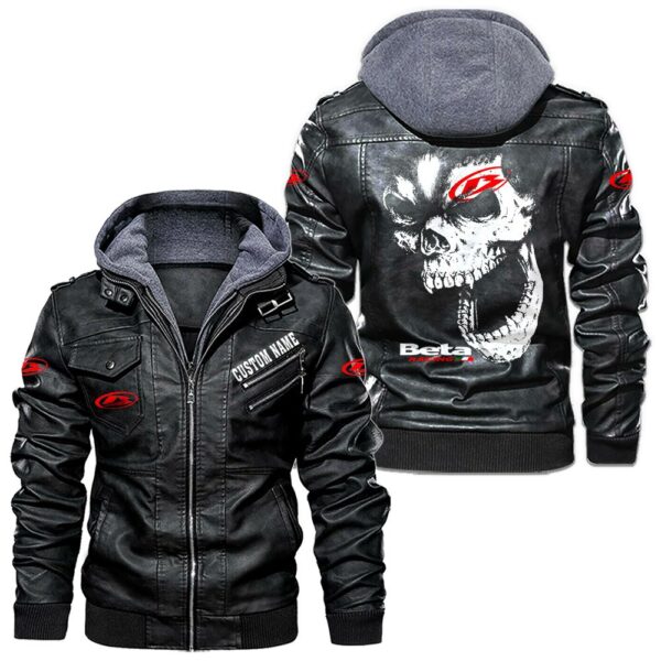 Custom Name Beta Skull Leather Jacket - Personalized Logo Car Motorcycle Model