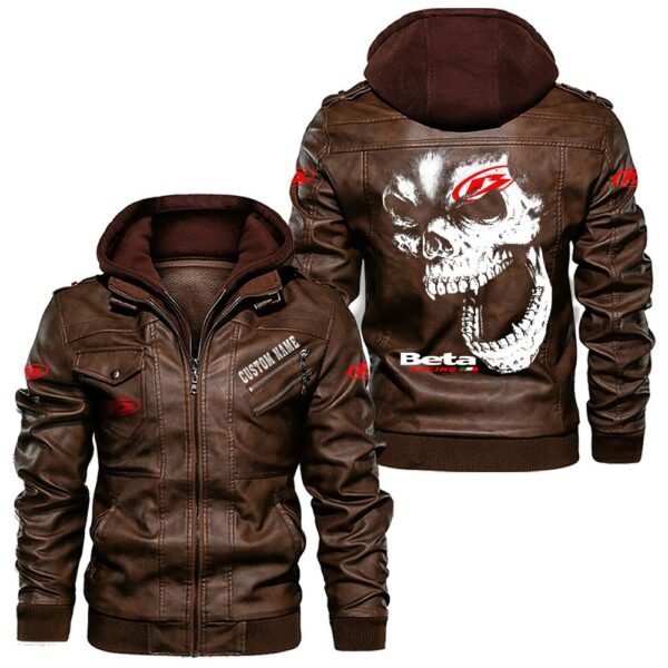 Custom Name Beta Skull Leather Jacket - Personalized Logo Car Motorcycle Model - Image 2