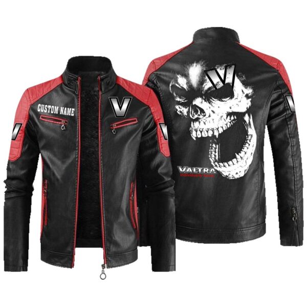 Custom Name Valtra Contrast Leather Jacket - Personalized Logo Car Motorcycle Model - Image 2