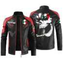 Custom Name Vespa Contrast Leather Jacket - Personalized Logo Car Motorcycle Model