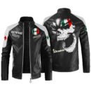 Custom Name Vespa Contrast Leather Jacket - Personalized Logo Car Motorcycle Model