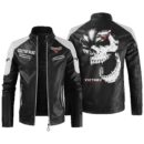 Custom Name Victory Motorcycles Contrast Leather Jacket - Personalized Logo Car Motorcycle Model