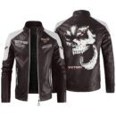 Custom Name Victory Motorcycles Contrast Leather Jacket - Personalized Logo Car Motorcycle Model