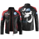 Custom Name Volkswagen Contrast Leather Jacket - Personalized Logo Car Motorcycle Model