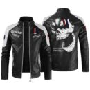 Custom Name Camaro Racing Contrast Leather Jacket - Personalized Logo Car Motorcycle Model