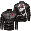 Custom Name Bugatti Skull Leather Jacket - Personalized Logo Car Motorcycle Model