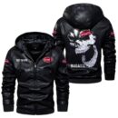 Custom Name Bugatti Skull Leather Jacket - Personalized Logo Car Motorcycle Model