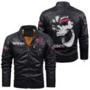 Custom Name Bugatti Skull Leather Jacket - Personalized Logo Car Motorcycle Model