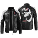 Custom Name Camaro Ss Contrast Leather Jacket - Personalized Logo Car Motorcycle Model