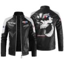Custom Name Camaro Contrast Leather Jacket - Personalized Logo Car Motorcycle Model