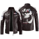 Custom Name Camaro Contrast Leather Jacket - Personalized Logo Car Motorcycle Model
