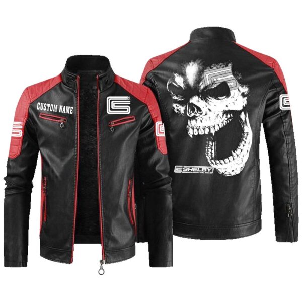 Custom Name Carroll Shelby Contrast Leather Jacket - Personalized Logo Car Motorcycle Model - Image 2