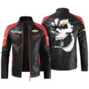 Custom Name Chevy Nascar Contrast Leather Jacket - Personalized Logo Car Motorcycle Model