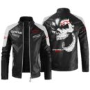 Custom Name Chevy Racing Contrast Leather Jacket - Personalized Logo Car Motorcycle Model
