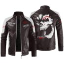 Custom Name Chevy Racing Contrast Leather Jacket - Personalized Logo Car Motorcycle Model