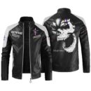 Custom Name Ford Mustang Contrast Leather Jacket - Personalized Logo Car Motorcycle Model