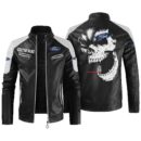 Custom Name Ford Performance Contrast Leather Jacket - Personalized Logo Car Motorcycle Model
