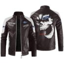 Custom Name Ford Performance Contrast Leather Jacket - Personalized Logo Car Motorcycle Model