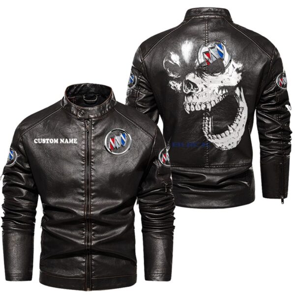 Custom Name Buick Skull Leather Jacket - Personalized Logo Car Motorcycle Model - Image 3