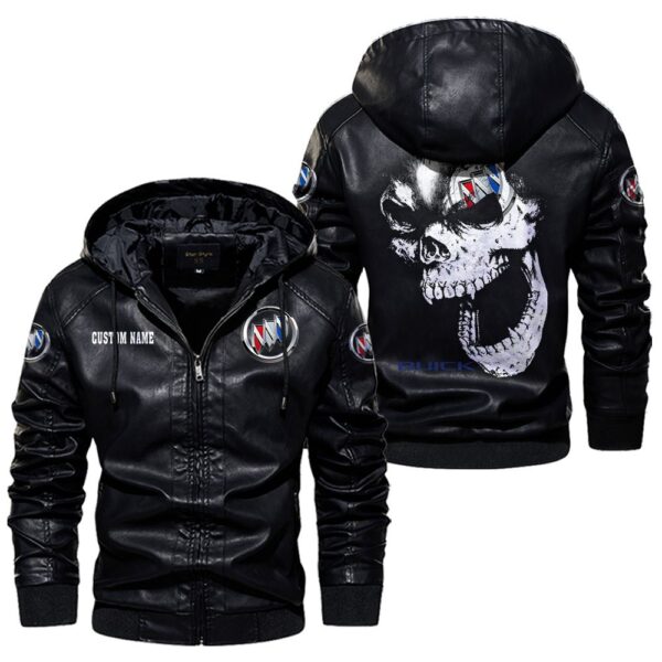 Custom Name Buick Skull Leather Jacket - Personalized Logo Car Motorcycle Model - Image 5