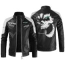 Custom Name Ford Thunderbird Contrast Leather Jacket - Personalized Logo Car Motorcycle Model