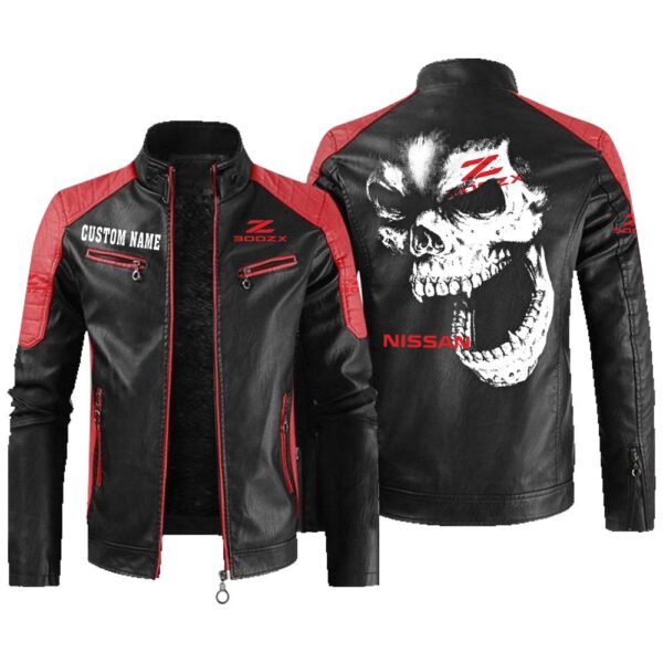 Custom Name Nissan 300zx Contrast Leather Jacket - Personalized Logo Car Motorcycle Model - Image 2