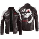 Custom Name Nissan 300zx Contrast Leather Jacket - Personalized Logo Car Motorcycle Model