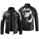 Custom Name Nissan 370z Contrast Leather Jacket - Personalized Logo Car Motorcycle Model
