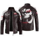 Custom Name Nissan Gtr Contrast Leather Jacket - Personalized Logo Car Motorcycle Model