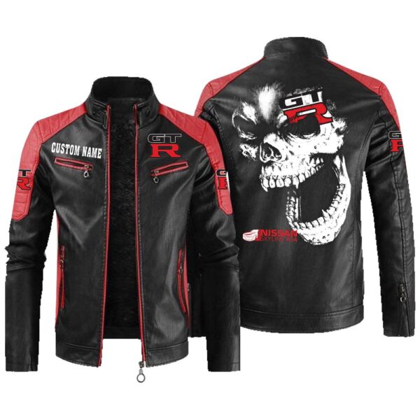 Custom Name Nissan R34 Contrast Leather Jacket - Personalized Logo Car Motorcycle Model - Image 2