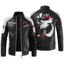 Custom Name Nissan R34 Contrast Leather Jacket - Personalized Logo Car Motorcycle Model