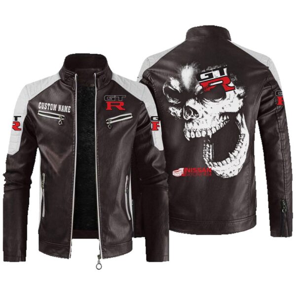 Custom Name Nissan R34 Contrast Leather Jacket - Personalized Logo Car Motorcycle Model - Image 3