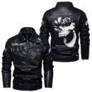 Custom Name Can Am Skull Leather Jacket - Personalized Logo Car Motorcycle Model
