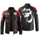 Custom Name Shelby Cobra Contrast Leather Jacket - Personalized Logo Car Motorcycle Model