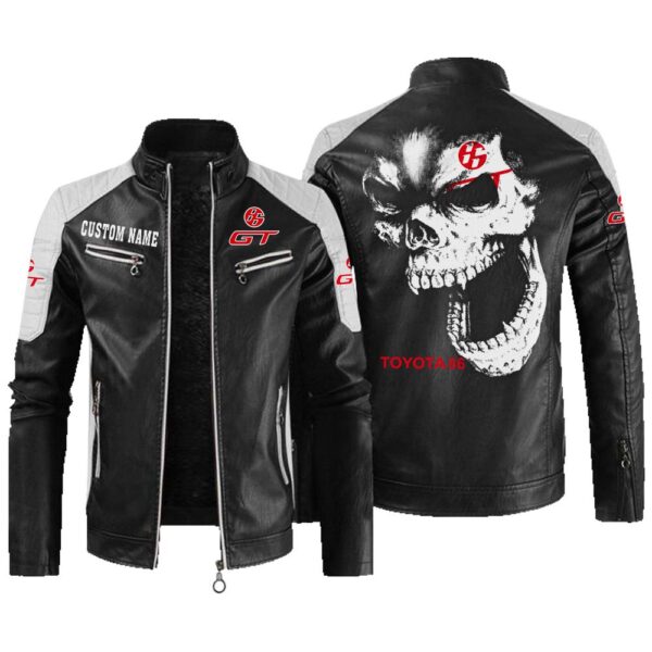 Custom Name Toyota 86 Contrast Leather Jacket - Personalized Logo Car Motorcycle Model