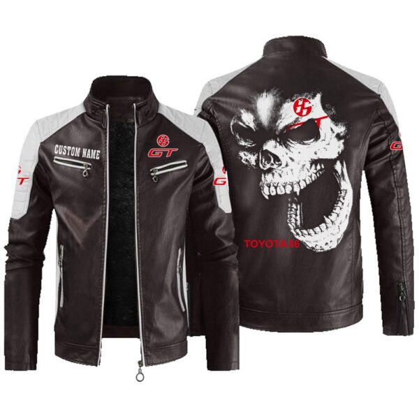 Custom Name Toyota 86 Contrast Leather Jacket - Personalized Logo Car Motorcycle Model - Image 3