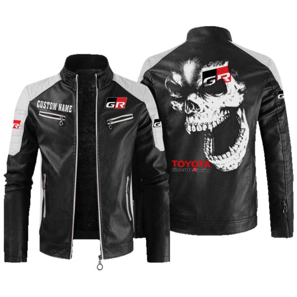 Custom Name Toyota Gazoo Racing Contrast Leather Jacket - Personalized Logo Car Motorcycle Model