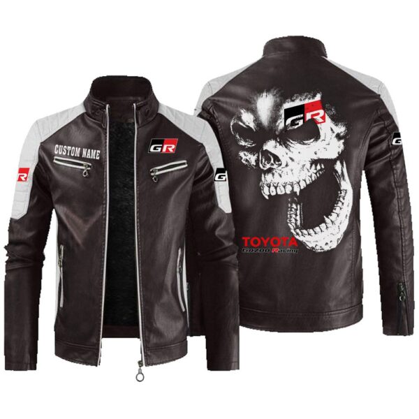Custom Name Toyota Gazoo Racing Contrast Leather Jacket - Personalized Logo Car Motorcycle Model - Image 3