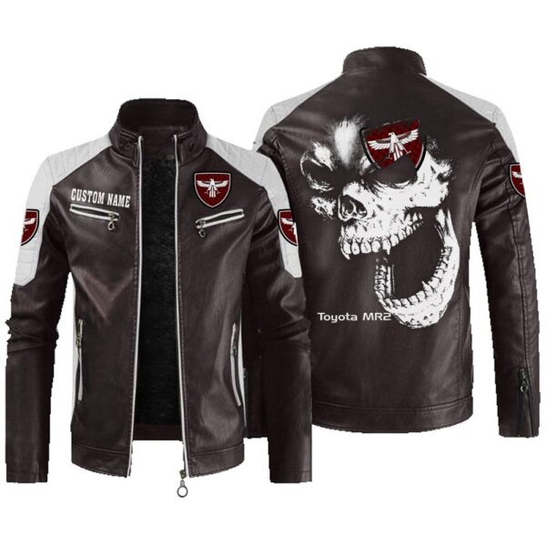 Custom Name Toyota Mr2 Contrast Leather Jacket - Personalized Logo Car Motorcycle Model - Image 3