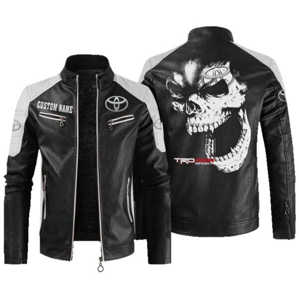 Custom Name Toyota Trd Contrast Leather Jacket - Personalized Logo Car Motorcycle Model