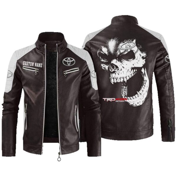 Custom Name Toyota Trd Contrast Leather Jacket - Personalized Logo Car Motorcycle Model - Image 3