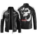 Custom Name Toyota Tundra Contrast Leather Jacket - Personalized Logo Car Motorcycle Model